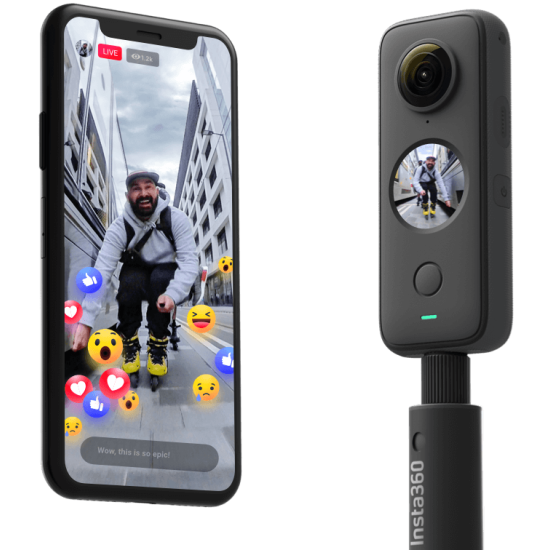Insta360 One X2 Pocket Sports Camera, ActionCam 5.7K 360° waterproof touchscreen, A+