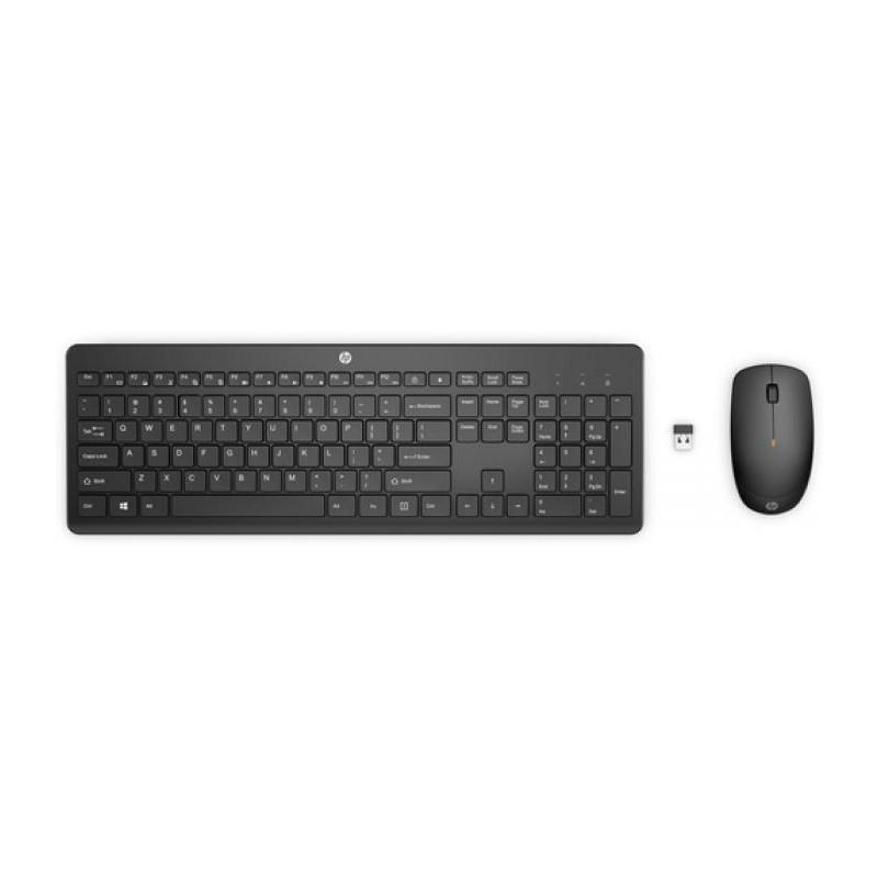 Keyboard and Mouse Kit HP 235 Wireless KB+DNGL+Mouse Spanish, USB, Black, New