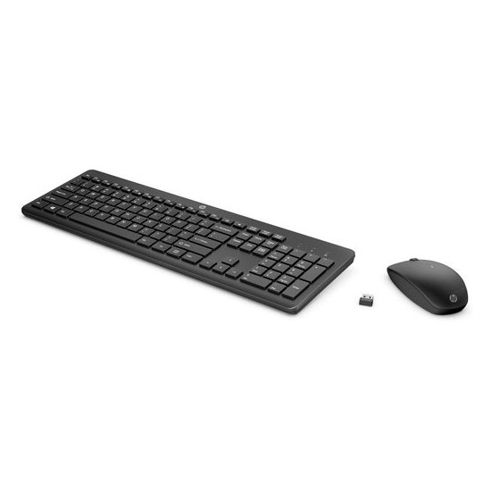 Keyboard and Mouse Kit HP 235 Wireless KB+DNGL+Mouse Spanish, USB, Black, New