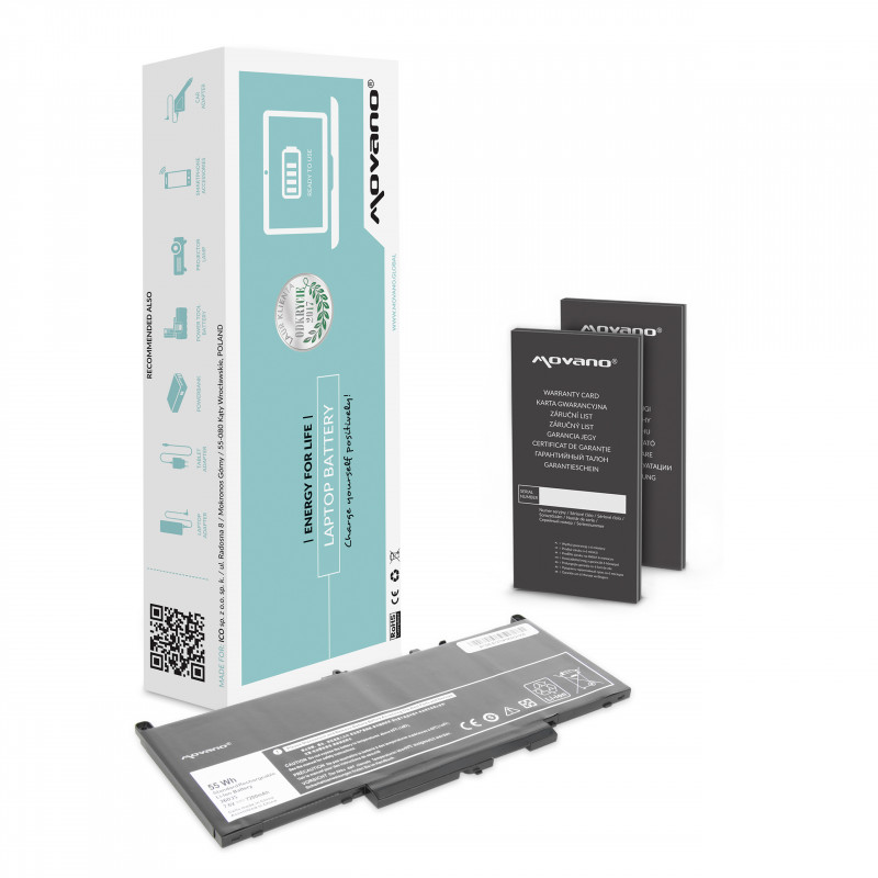 Movano Battery for Dell Latitude E7270, E7470 / 7.6V (7.4V) 7200 mAh