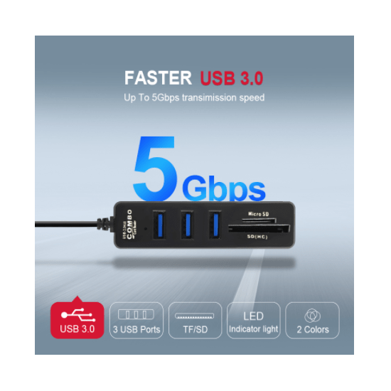 Multipurpose USB 3.0 Hub and Micro SD and SD (HC) Card Reader