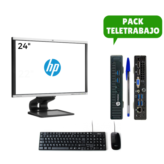 Pack for Remote Work: 24" Monitor, Mini PC i5, Keyboard, Mouse