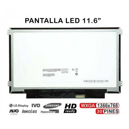 PANTALLA LED DE 11.6" FOR LAPTOP B116XTN02.1 N116BGE-EA2 B116XTN01.0