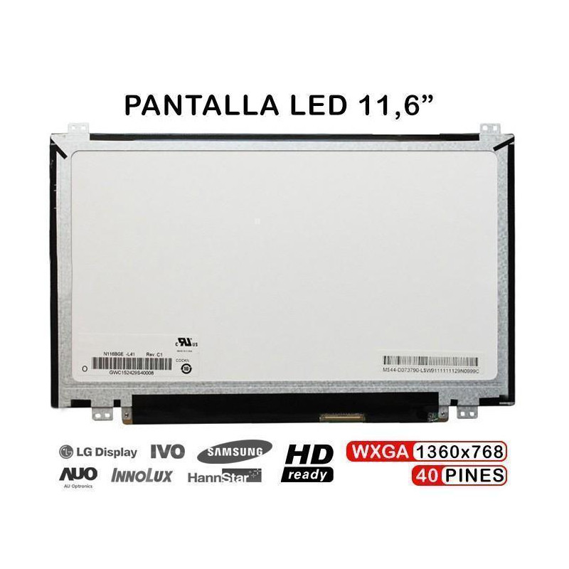 PANTALLA LED DE 11.6" FOR LAPTOP N116BGE-L41 N116BGE-L42 B116XW03 V.2