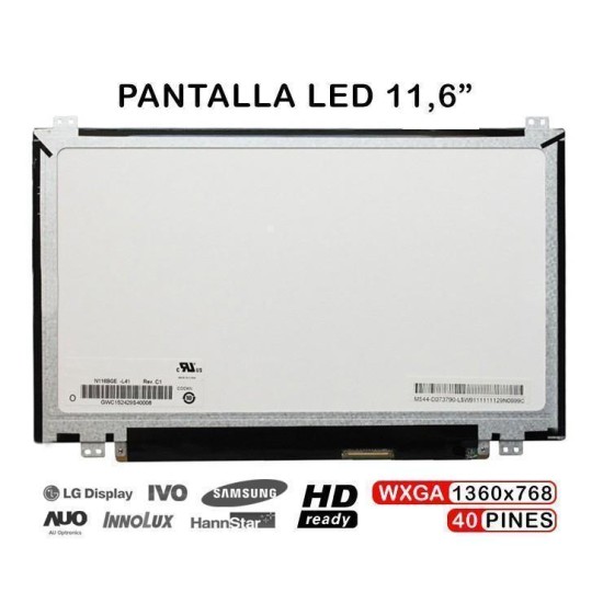 PANTALLA LED DE 11.6" FOR LAPTOP N116BGE-L41 N116BGE-L42 B116XW03 V.2