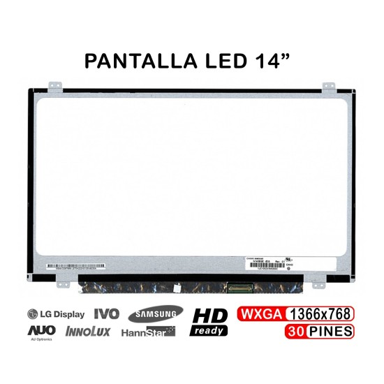 PANTALLA LED DE 14" PARA PORTÁTIL N140BGE-E33 EDP HD LED SLIM DE 30 PINS