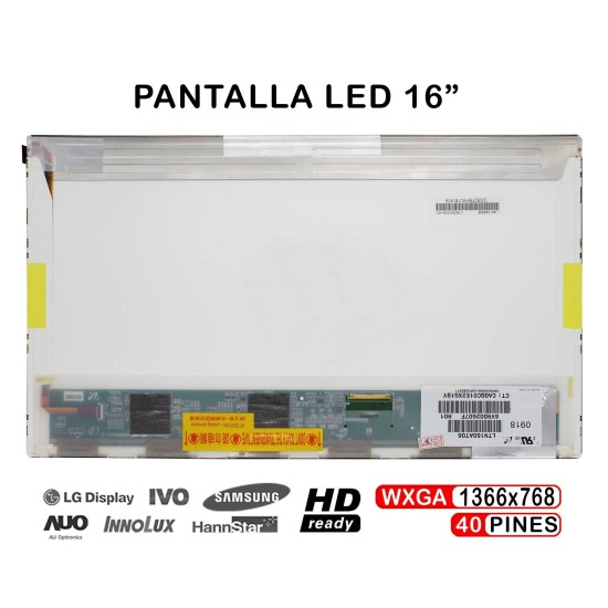 PANTALLA LED DE 16" FOR LAPTOP LTN160AT06 HANNSTAR HSD160PHW1 HSD160PHW1-B00