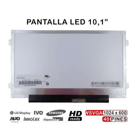 PANTALLA NETBOOK 10.1 INCH B101AW06 WSVGA N101L6 L0A REV.C2 ULTRATHIN