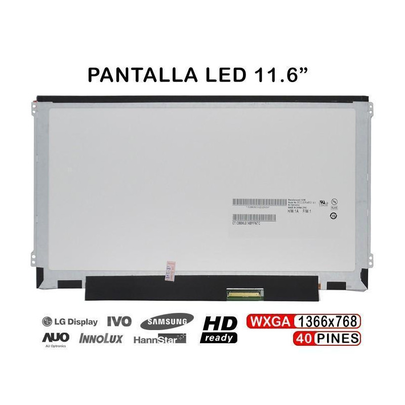 PANTALLA PORTÁTIL LCD LED 11.6" LP116WH2 TLC1 | N116BGE-L41 REV. C1