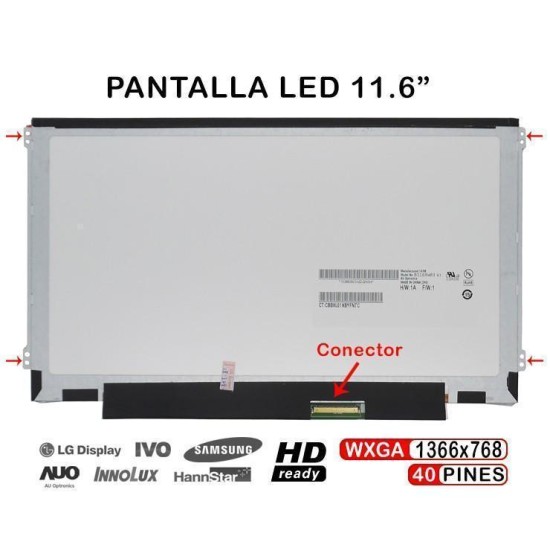 PANTALLA PORTÁTIL LCD LED 11.6" LP116WH2 TLC1 | N116BGE-L41 REV. C1