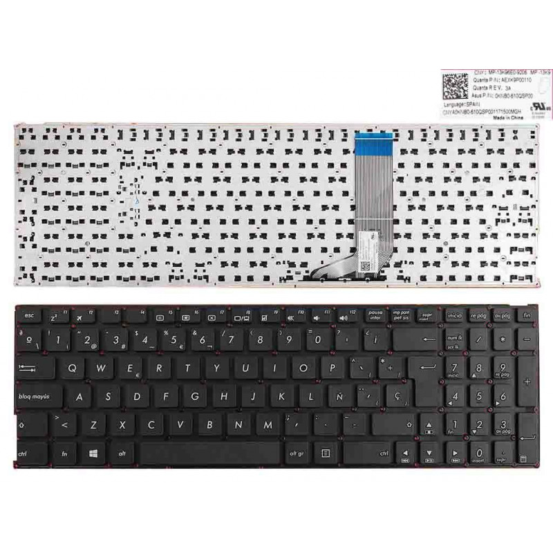 TECLADO FOR ASUS LAPTOP A556U A556UA A556UB A556UF A556UJ A556UR A556UV A556 X556 BLACK (WITHOUT FRAME,WITHOUT FOIL,WIN8)