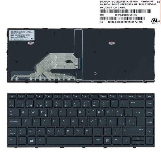 TECLADO FOR LAPTOP HP PROBOOK 430 G5 440 G5 445 G5 BLACK WITH FRAME