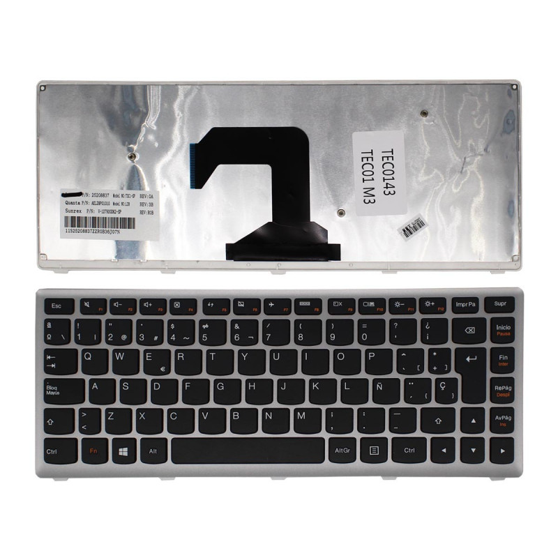 TECLADO FOR LENOVO U410 LAPTOP SILVER IN SPANISH