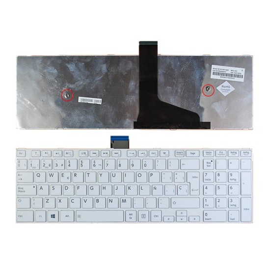 TECLADO FOR TOSHIBA C55-A LAPTOP WHITE WITH FRAME