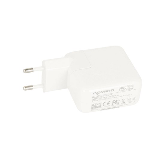 Cargador Movano 29W USB Type-C USB-C iPad/MacBook, White, New