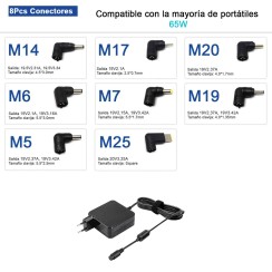 ULTRA PORTABLE 65W UNIVERSAL WALL CHARGER WITH 8 TIPS
