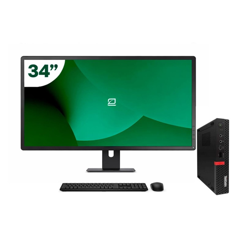 Pack Lenovo M920q Tiny i5 8500T + 34" Monitor + Keyboard/Mouse + USB WiFi