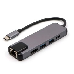 Hub USB-C GLO-904202722 HDMI USB RJ45 Ethernet
