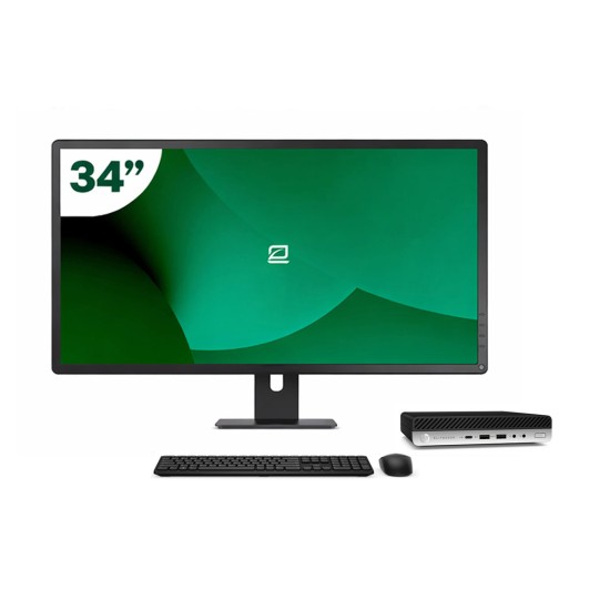 Pack HP 600 G5 Mini i7 9700T + 34" Monitor + Keyboard/Mouse + USB WiFi