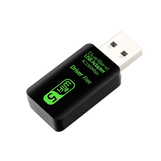 Adaptador USB WiFi AC1300 Dual Band · 5GHz High Speed