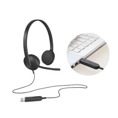 Logitech H340 USB with Microphone Black · Stereo Headphones