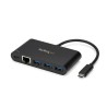 Adaptador Multipuertos StarTech USB Type C HUB 3x USB 3.0 1x RJ45 Ethernet and PD, Km0 Original Box