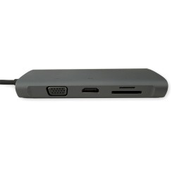 Hub USB Type-C 10-in-1 with HDMI VGA RJ45 Gigabit