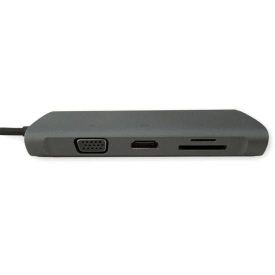 Hub USB-C 10-in-1 HDMI VGA RJ45 Gigabit and USB 3.0