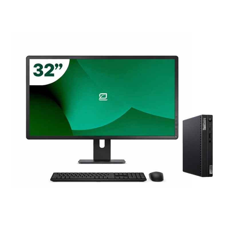 Pack Lenovo M70q Tiny i5 10500T + 32" Monitor + Keyboard/Mouse + USB WiFi