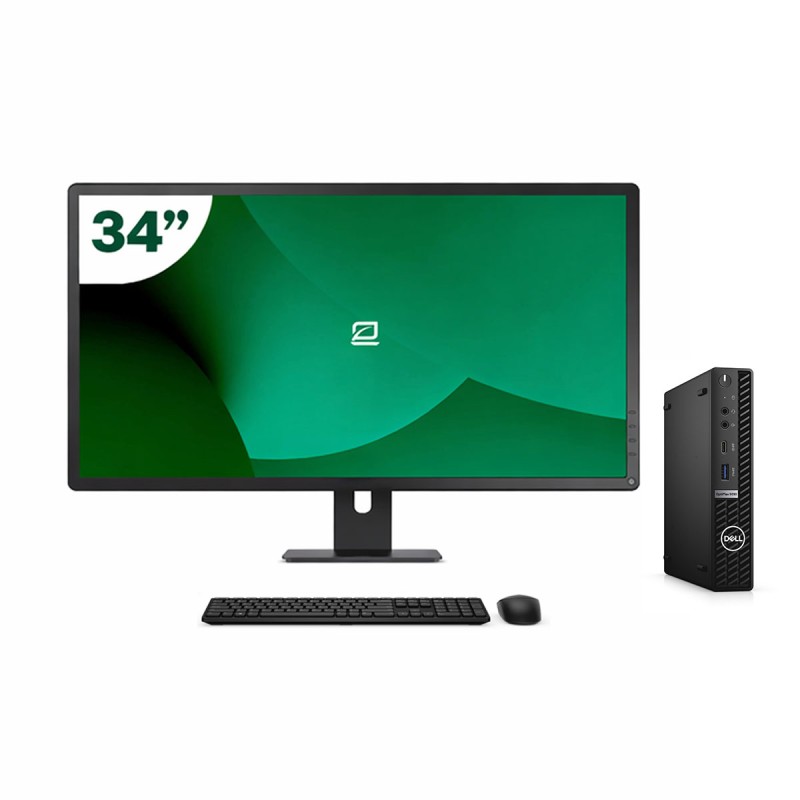 Pack Dell 5090 Micro i5 11500T + 34" Monitor + Keyboard/Mouse + USB WiFi