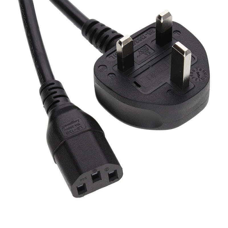 Schuko to C13 Power Cable, 3-Pin, for PC and Monitor