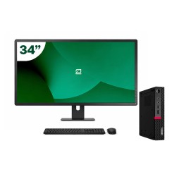Pack Lenovo M720q Tiny i5 9500T + 34" Monitor + Keyboard/Mouse + USB WiFi
