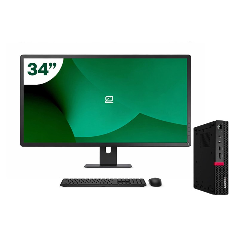 Pack Lenovo M720q Tiny i5 9500T + Monitor 34" + Keyboard/Mouse + USB WiFi