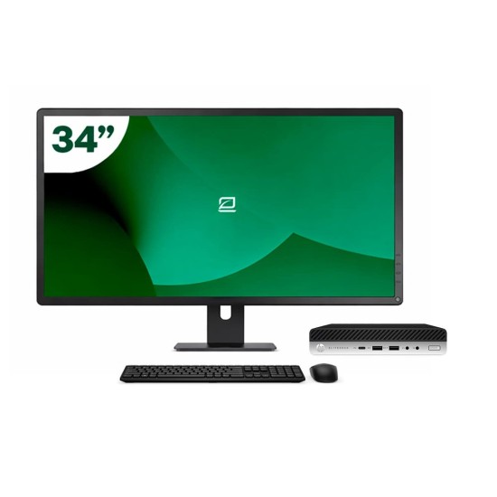 Pack HP 800 G5 Mini i5 9500T + 34" Monitor + Keyboard/Mouse + USB WiFi