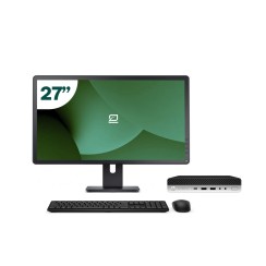 Pack HP 800 G5 Mini i5 9500T 16GB SSD 512GB + 27" LCD + Wireless Keyboard and Mouse + WiFi