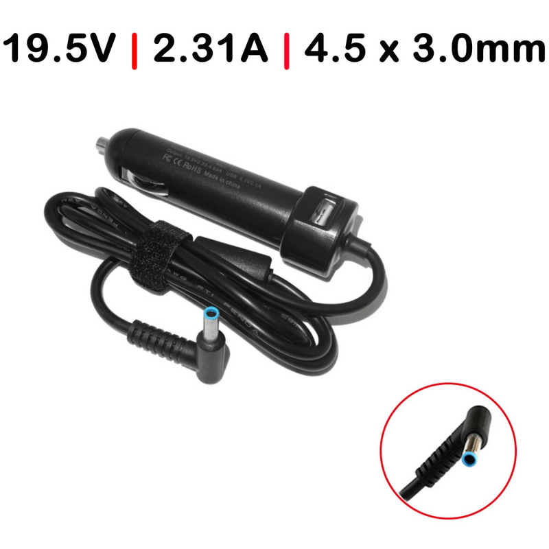 CAR CHARGER FOR LAPTOP HP SPLIT 19.5V 2.31A 4.5 x 3.0MM 45W