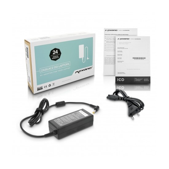 Movano Charger 19V 3.42A (5.5x2.5) 65W for Asus, Toshiba, Lenovo, MSI, etc.