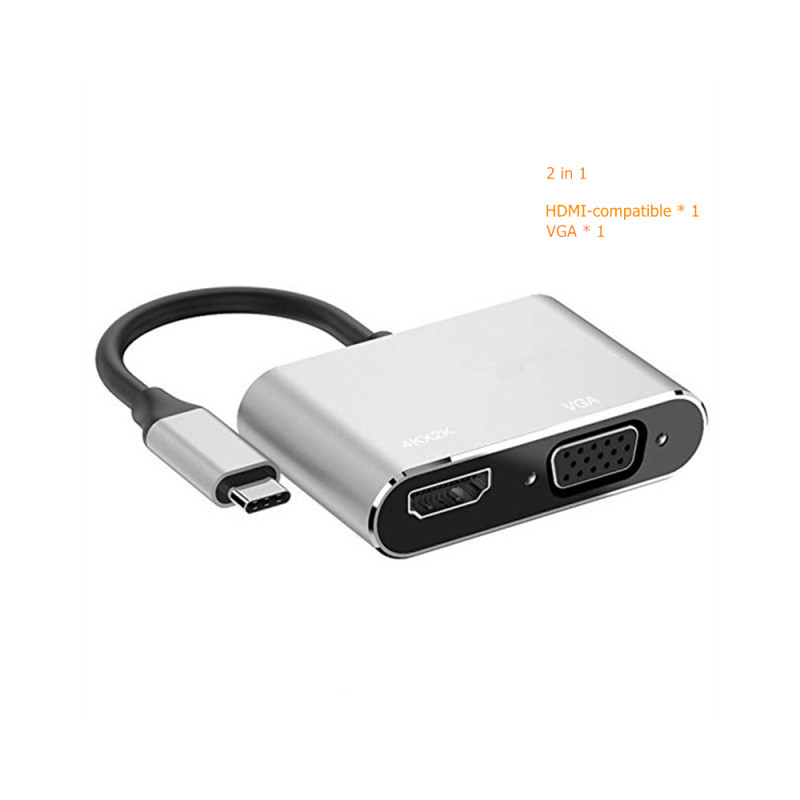 Convert USB-C to HDMI and VGA 4K HDMI Adapter USB C 3.0 VGA, New