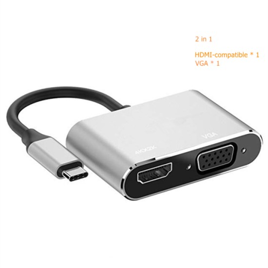 Convert USB-C to HDMI and VGA 4K HDMI Adapter USB C 3.0 VGA, New