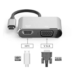 Convert USB-C to HDMI and VGA 4K HDMI Adapter USB C 3.0 VGA, New